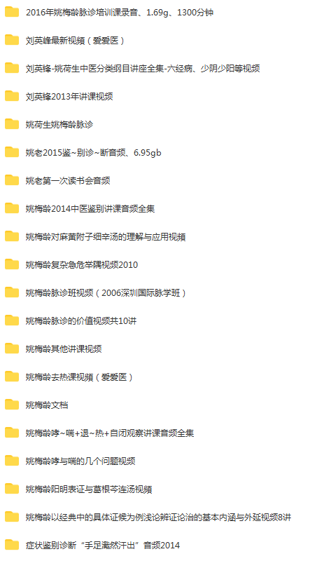 图片[2]-姚梅龄姚荷生刘英锋脉诊视频教程多期整合44g完整版【百度网盘下载】