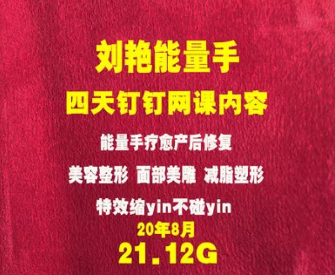 2020年8月刘艳能量手培训美容整形产后修复全集视频教程-百度网盘下载