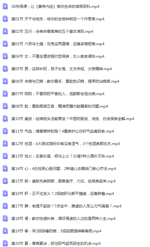 图片[2]-2020年迷罗黄帝内经精华养生课28讲高清视频教程【百度网盘下载】