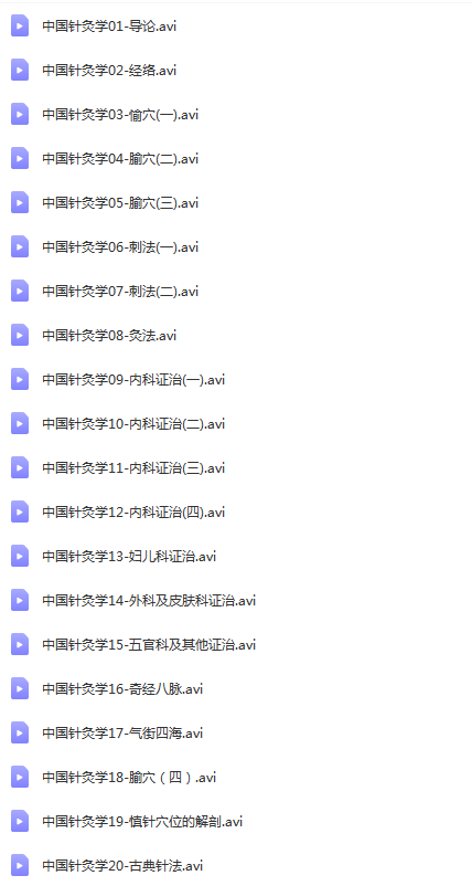 图片[2]-中国针灸学视频教程：各大学综合录制全30集从腧穴到刺法到常见病针灸方法-百度网盘下载