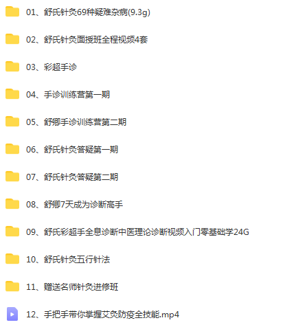 图片[2]-舒氏针灸视频教程舒卿内部资料课件69种疑难杂症教学课-百度网盘下载