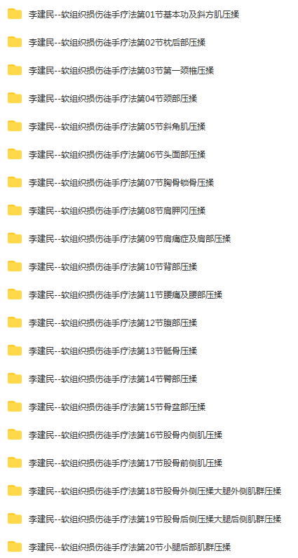 图片[2]-李建民华人一手软组织损伤徒手疗法视频教程颈肩腰腹背四肢关节-百度网盘下载