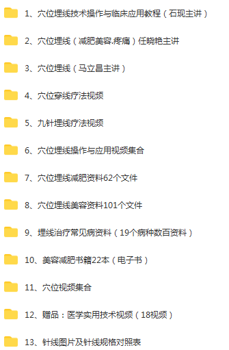 图片[2]-【中医穴位埋线视频教程】穿线减肥美容九针埋线中医自学入门大全-百度网盘下载