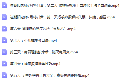 图片[2]-【崔朝阳老师7月特训营视频教程】颈椎病腰腿痛小儿推拿全集-百度网盘下载
