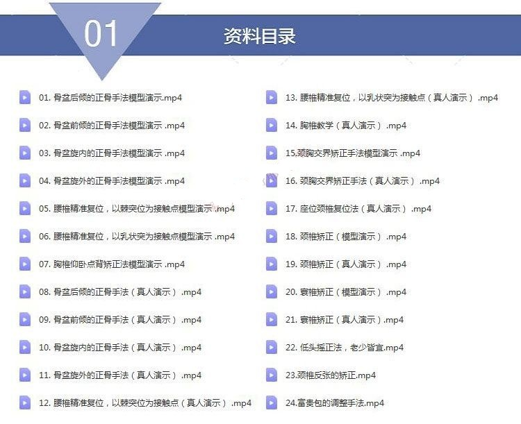 图片[2]-【中医正骨全套视频教程】骨盆产后修复颈椎胸椎腰椎矫正手法教程-百度网盘下载