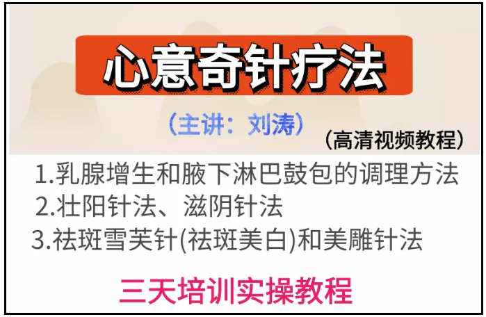刘涛心意奇针疗法针灸培训实操高清视频教程【百度网盘下载】