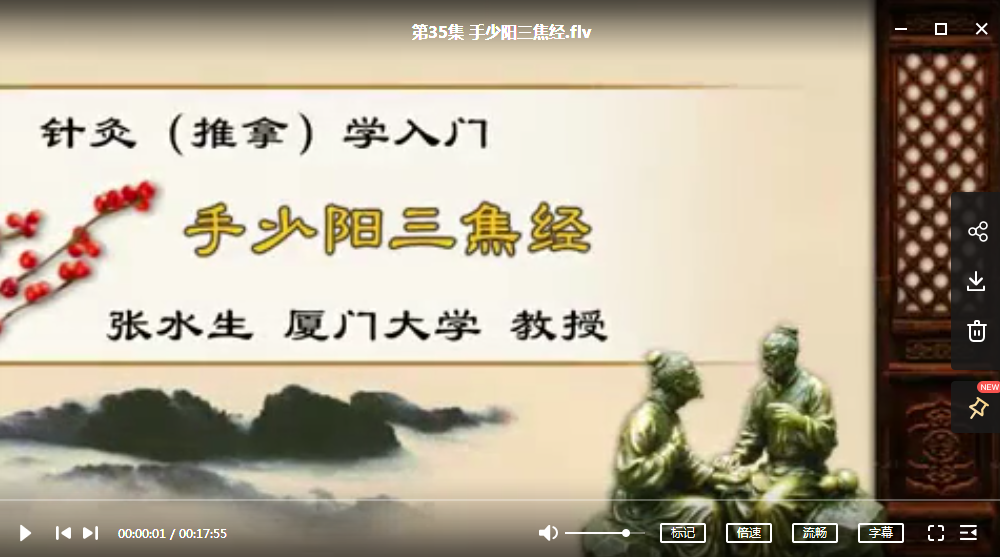 厦门大学张水生针灸推拿学入门41集教学视频-百度云网盘下载学习中医针灸推拿视频教程