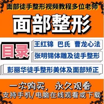 【面部整形视频教程】王红锦巴氏曹龙彭丽华张明锡徒手面部整形等多位老师-百度网盘下载-正骨教程博客
