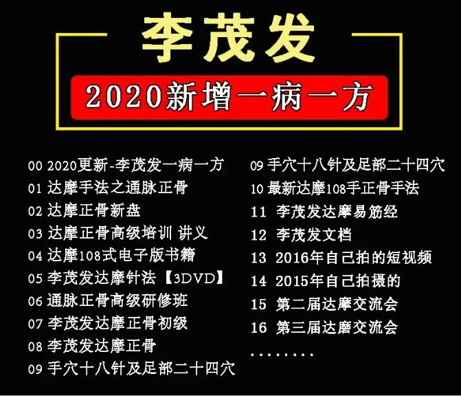 李茂发达摩治病一病一方达摩通脉正骨108手全集中医正骨视频教程【百度网盘下载】