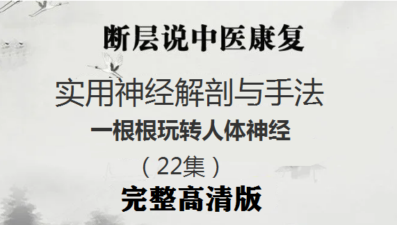 断层说中医康复-实用神经解剖与手法视频教程，一根根玩转人体神经（22集）【百度网盘下载】