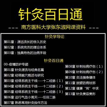 针灸百日通视频教程南方医科大学张东淑网课资料-百度网盘下载-正骨教程博客