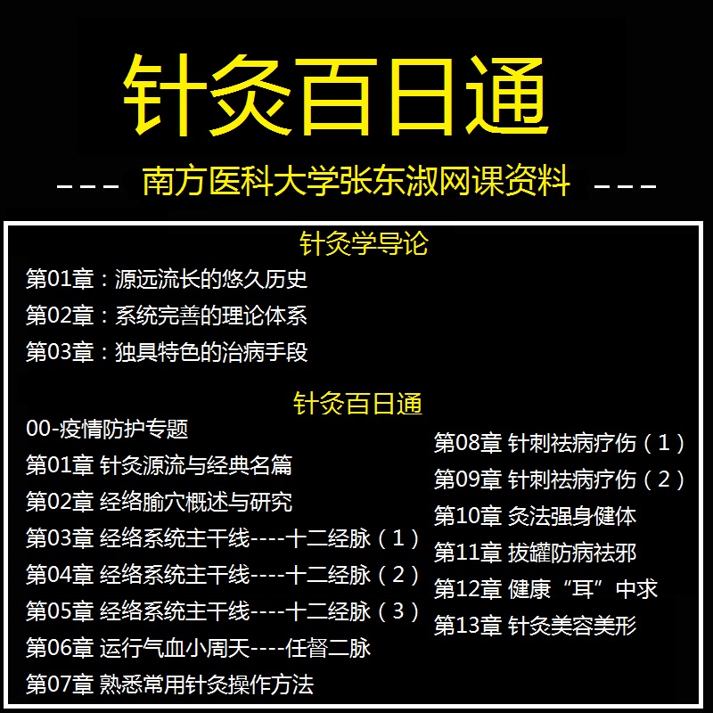 针灸百日通视频教程视频教程南方医科大学张东淑网课资料-百度网盘下载