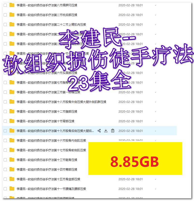 李建民华人一手软组织损伤徒手疗法视频教程颈肩腰腹背四肢关节-百度网盘下载