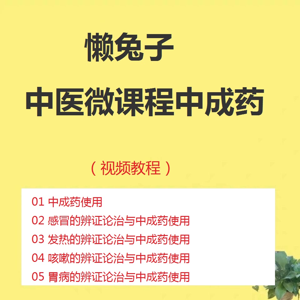 懒兔子中医微课程中成药视频教程+讲义全套百度网盘下载