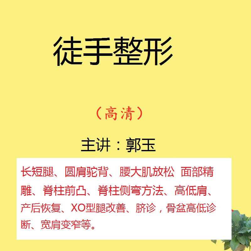 【郭玉徒手整形视频教程】XO型腿长短腿面部精雕产后恢复-百度网盘下载