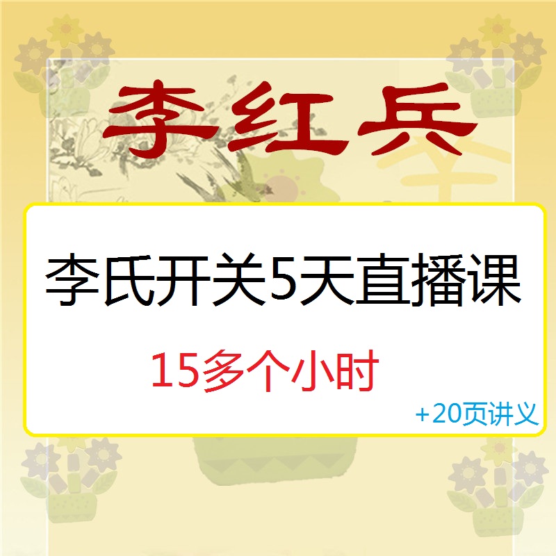 李红兵李氏开关5天直播视频教程全程15个小时【百度网盘下载】