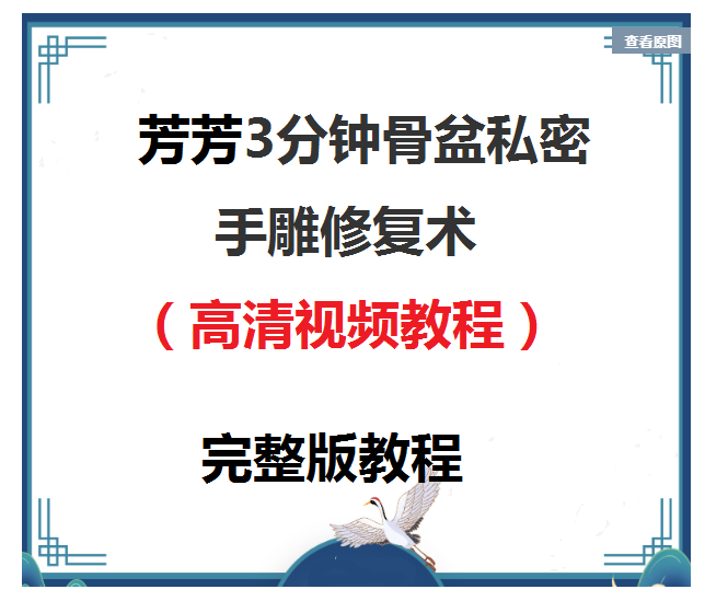 芳芳3分钟骨盆私密手雕修复术视频教程-百度网盘下载